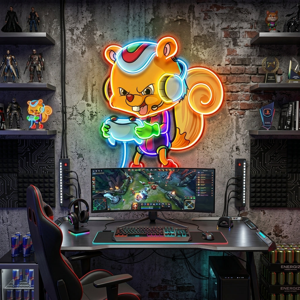 The Gamers Squirrel Esport LED Neon Sign Light Pop Art 4