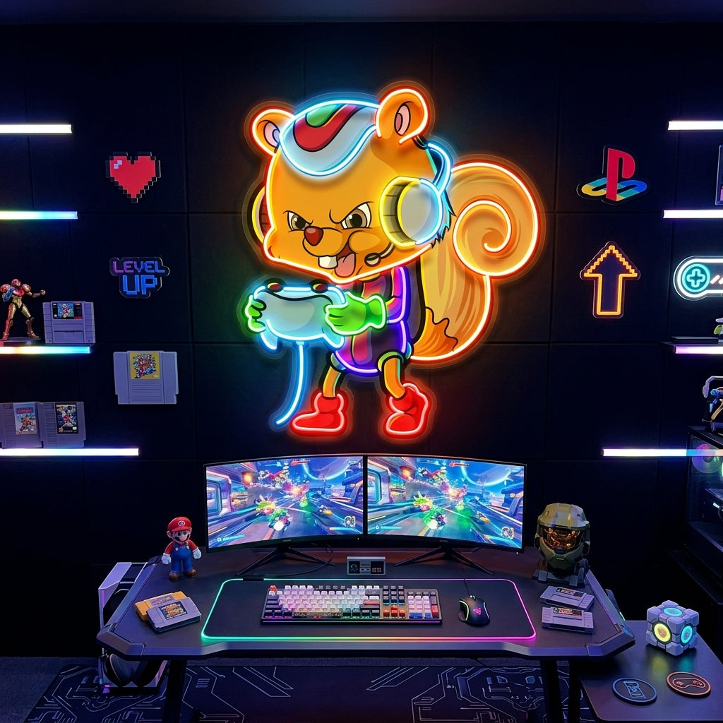 The Gamers Squirrel Esport LED Neon Sign Light Pop Art 5