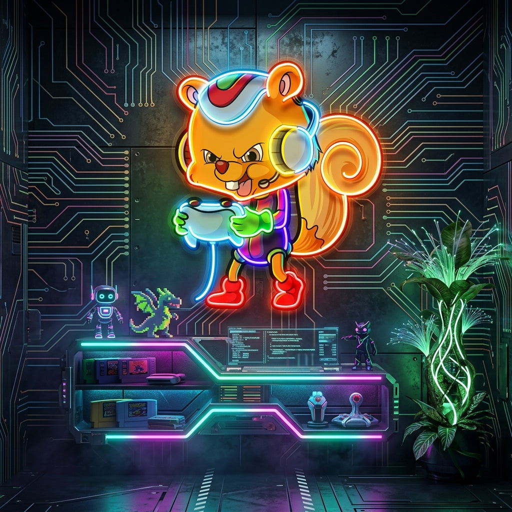 The Gamers Squirrel Esport LED Neon Sign Light Pop Art 6