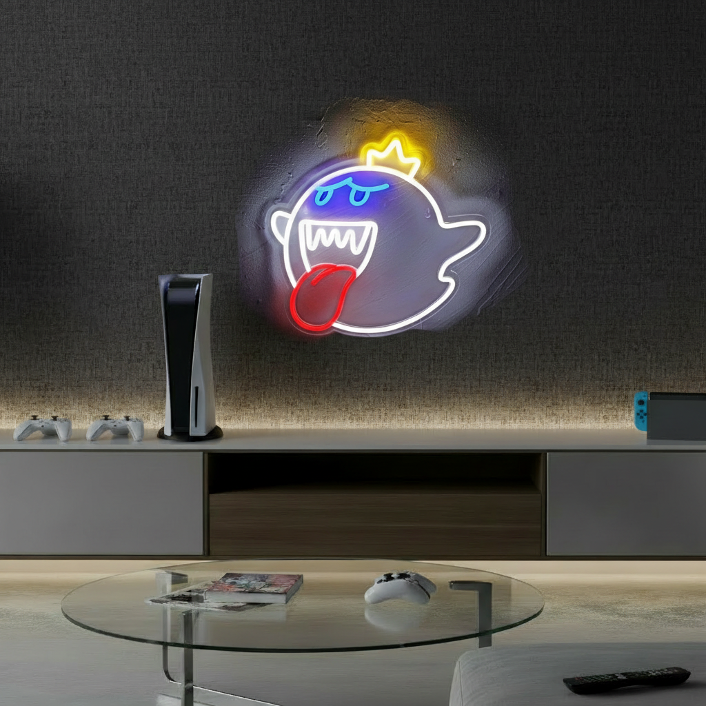 The Ghost Face Cartoon LED Neon Sign Boy Gaming Room Sign 0