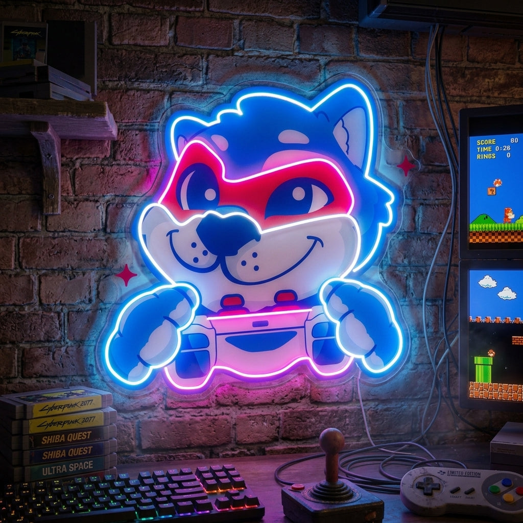 Wolf Mascot Gaming LED Neon Sign Light Pop Art 0