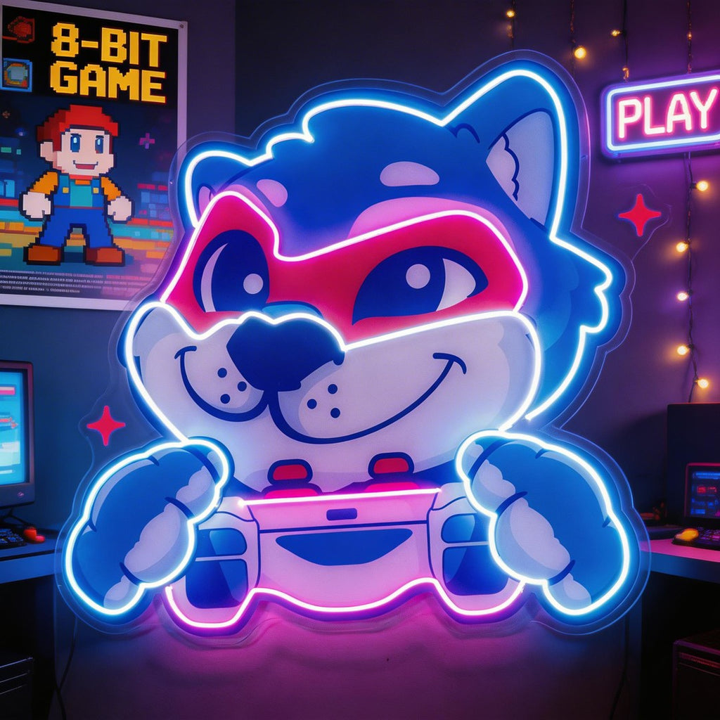Wolf Mascot Gaming LED Neon Sign Light Pop Art 1
