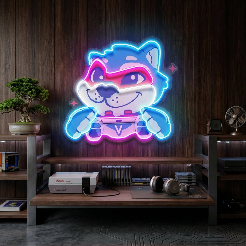 Wolf Mascot Gaming LED Neon Sign Light Pop Art 11