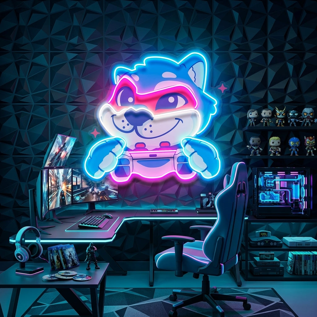 Wolf Mascot Gaming LED Neon Sign Light Pop Art 13