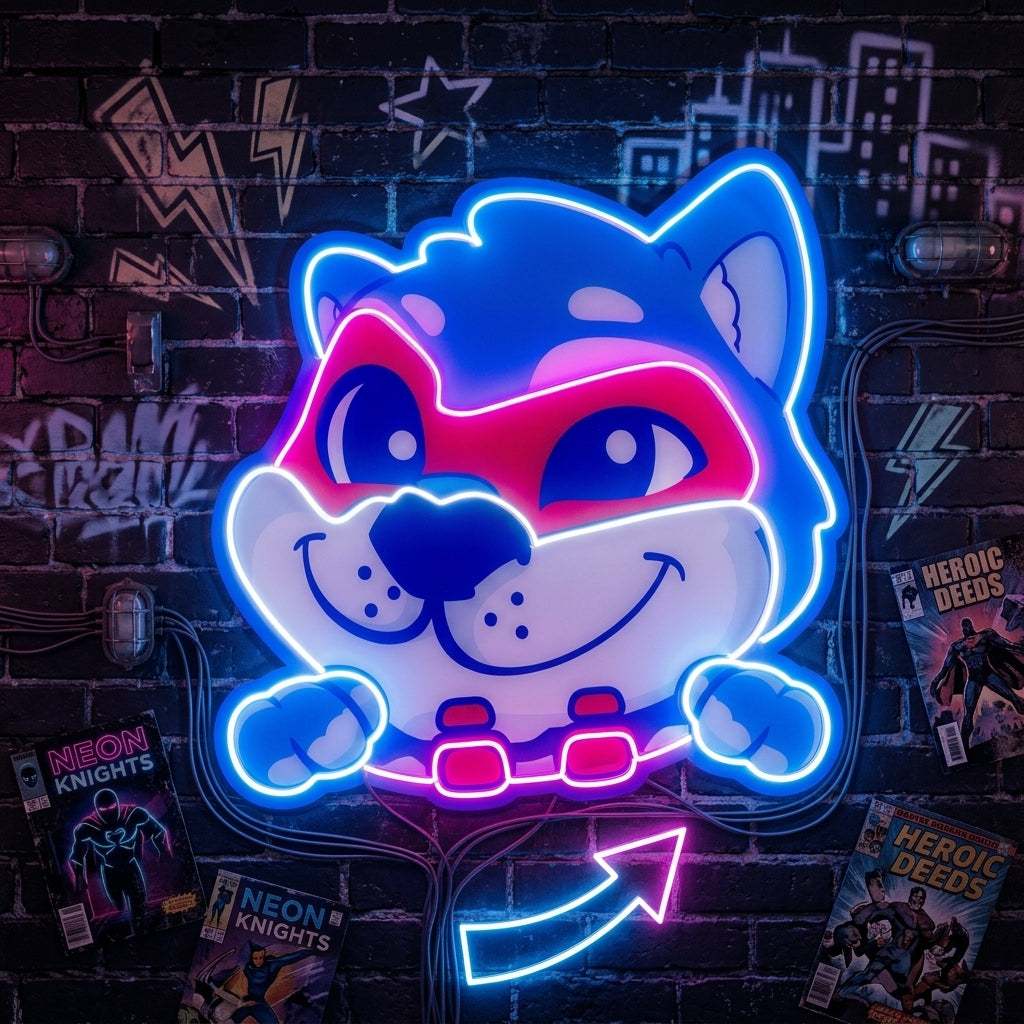 Wolf Mascot Gaming LED Neon Sign Light Pop Art 2