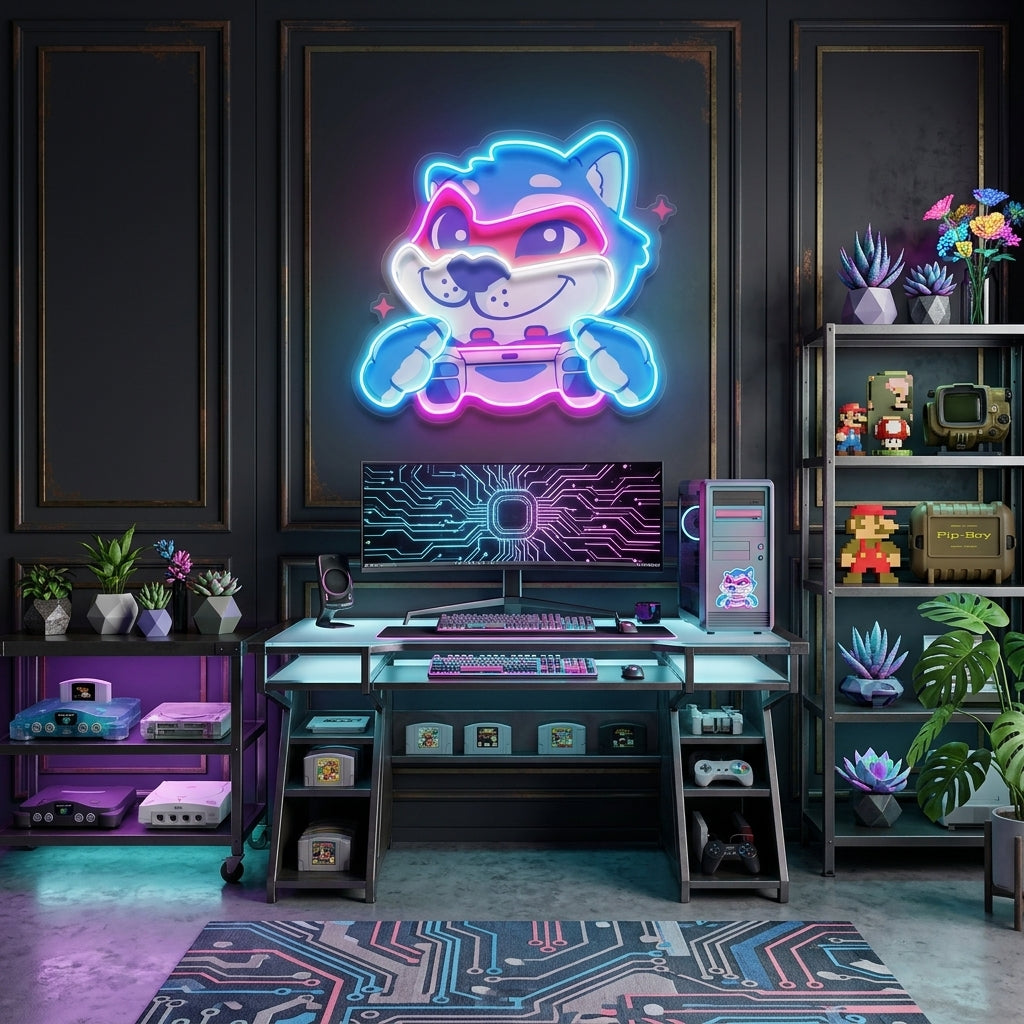 Wolf Mascot Gaming LED Neon Sign Light Pop Art 7