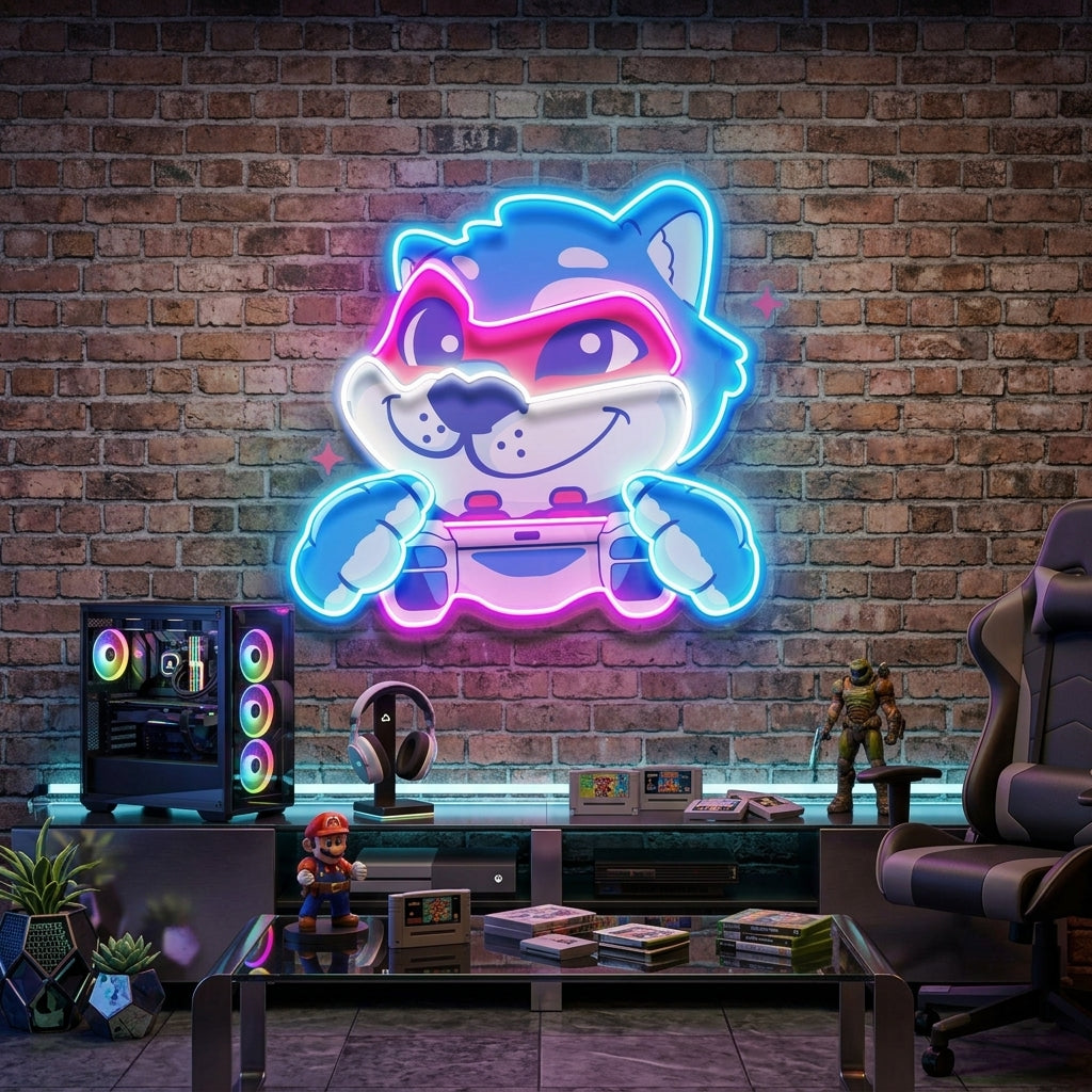 Wolf Mascot Gaming LED Neon Sign Light Pop Art 8